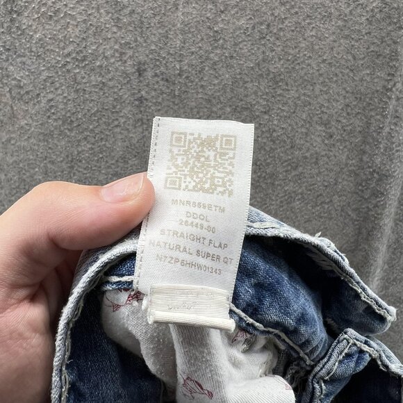 True Religion Jeans Mens 36 Light Wash Section Straight Flap Embroidered - Picture 11 of 12